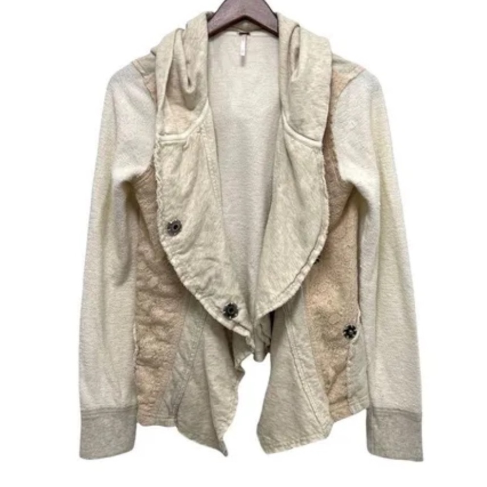 Free People Clementine Cream Asymmetrical Hooded Jacket